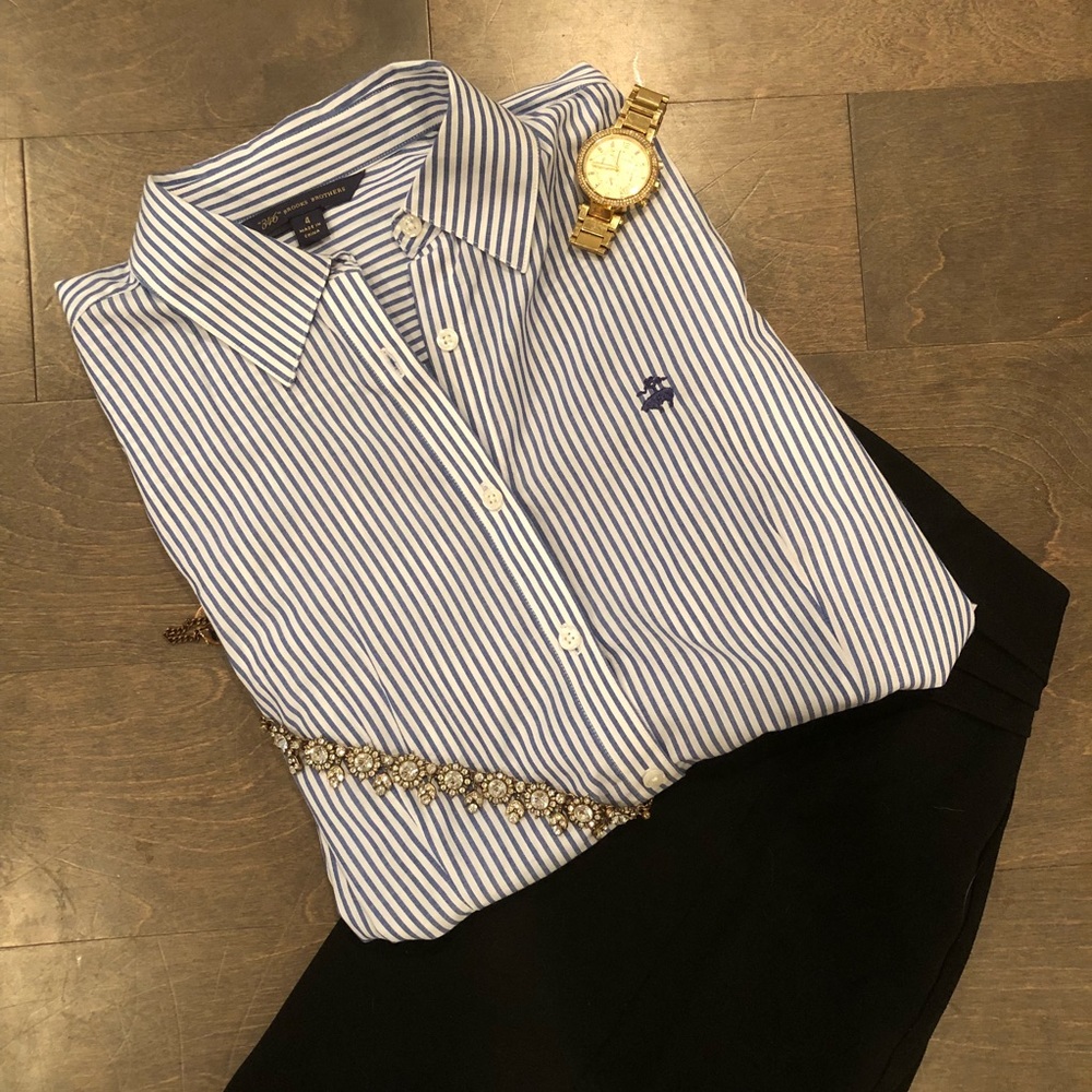 Brooks Brothers Striped Button Down Women's Blouse